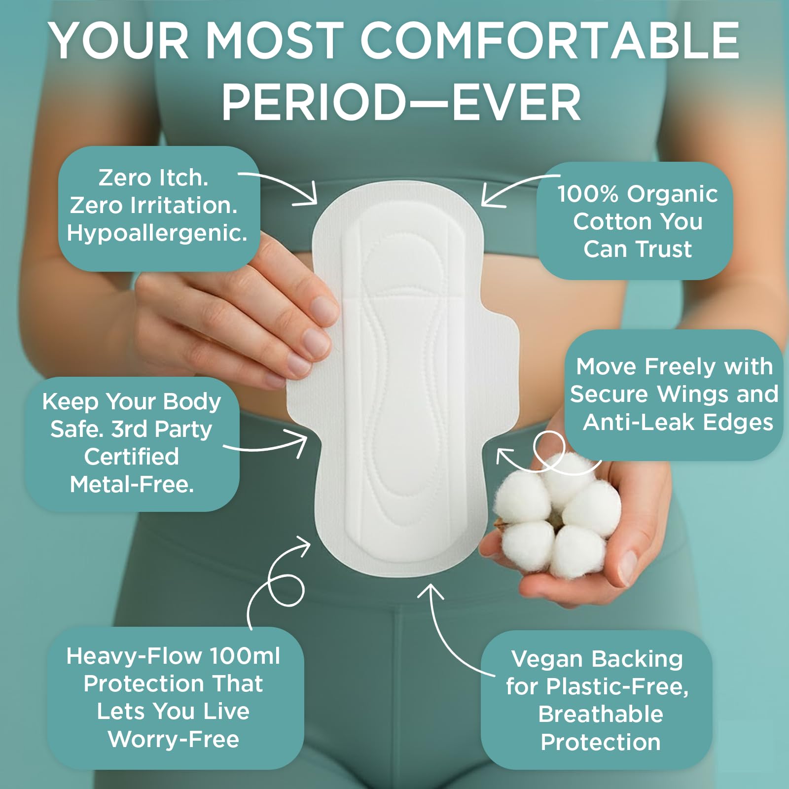 Tampon Tribe Night Pad close-up, 290mm length for extended overnight protection