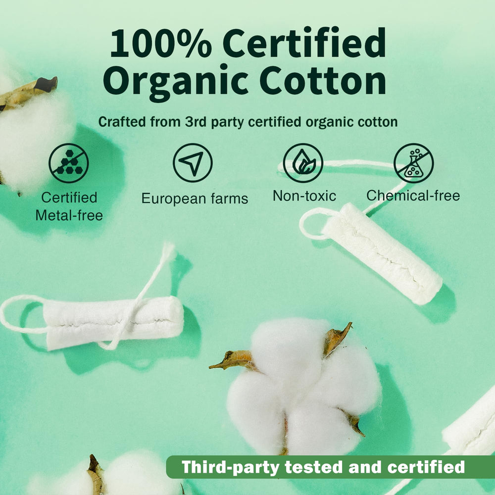 Tampon Tribe Super Plus organic cotton core shown for sensitive skin