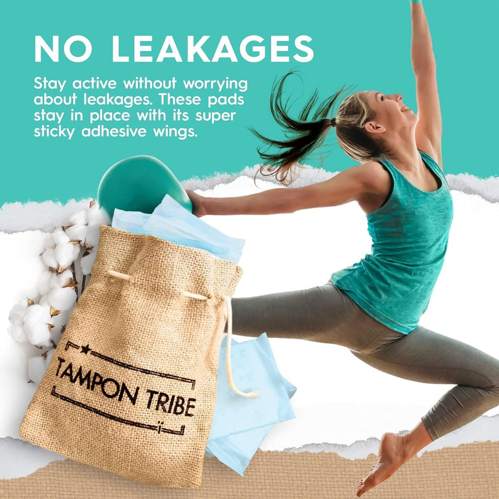 Tampon Tribe Gravity Anti-Leak Edges keep pads in place during activities.