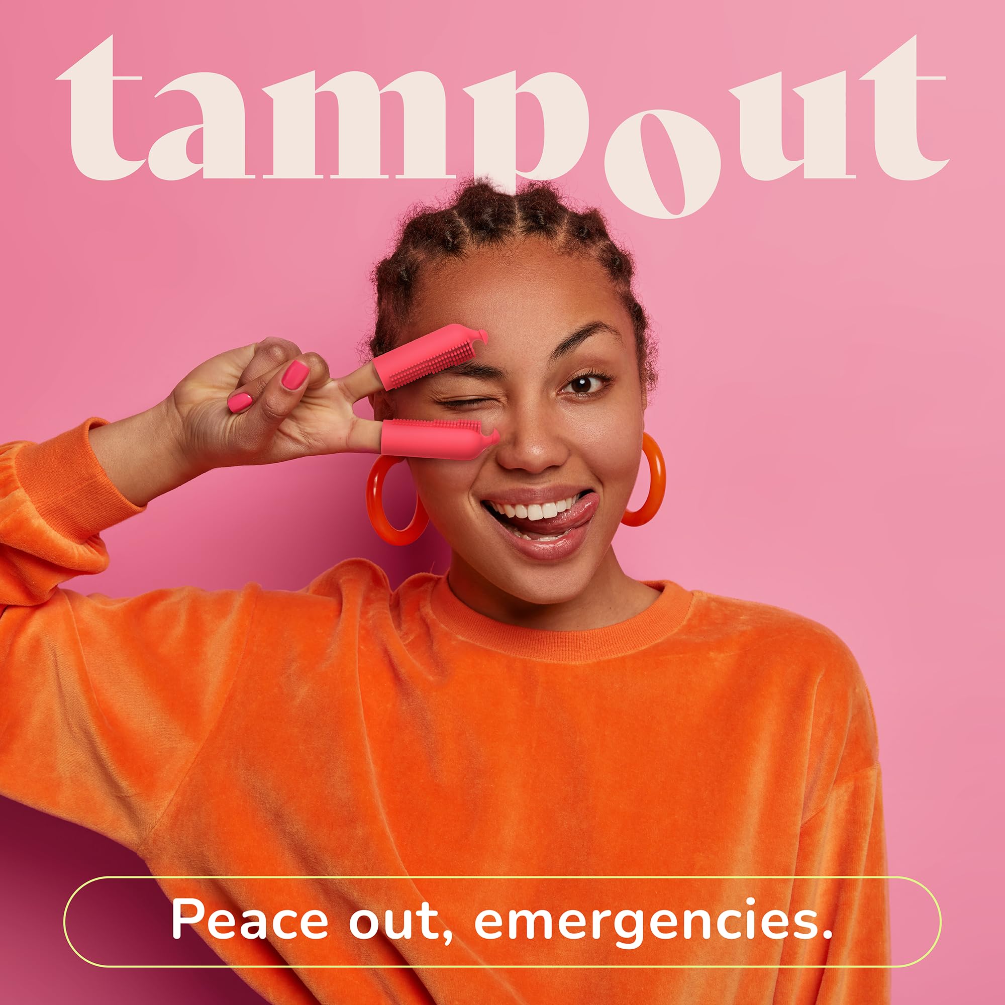 TAMPOUT silicone material highlights a safe, reusable design for comfort.