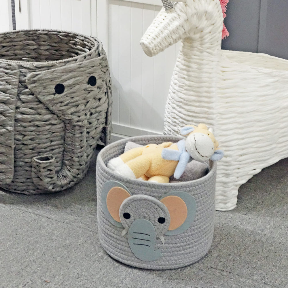T&T Homewares nursery decor elephant theme basket complements woodland-inspired furniture