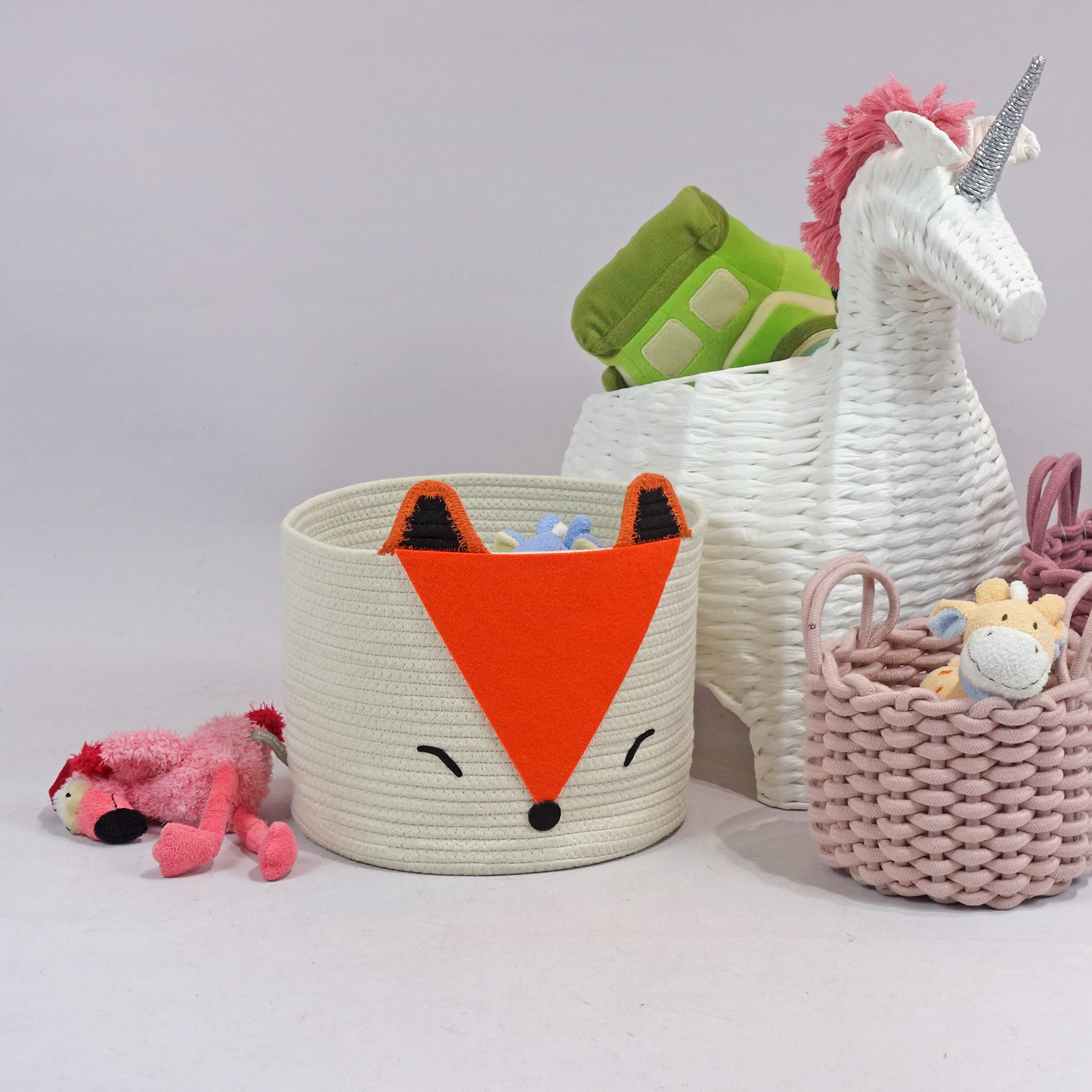 T&T Homewares Orange Fox Storage Basket organizes kids' toys with playful woodland charm.