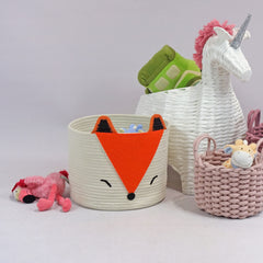 T&T Homewares Orange Fox Storage Basket organizes kids' toys with playful woodland charm.