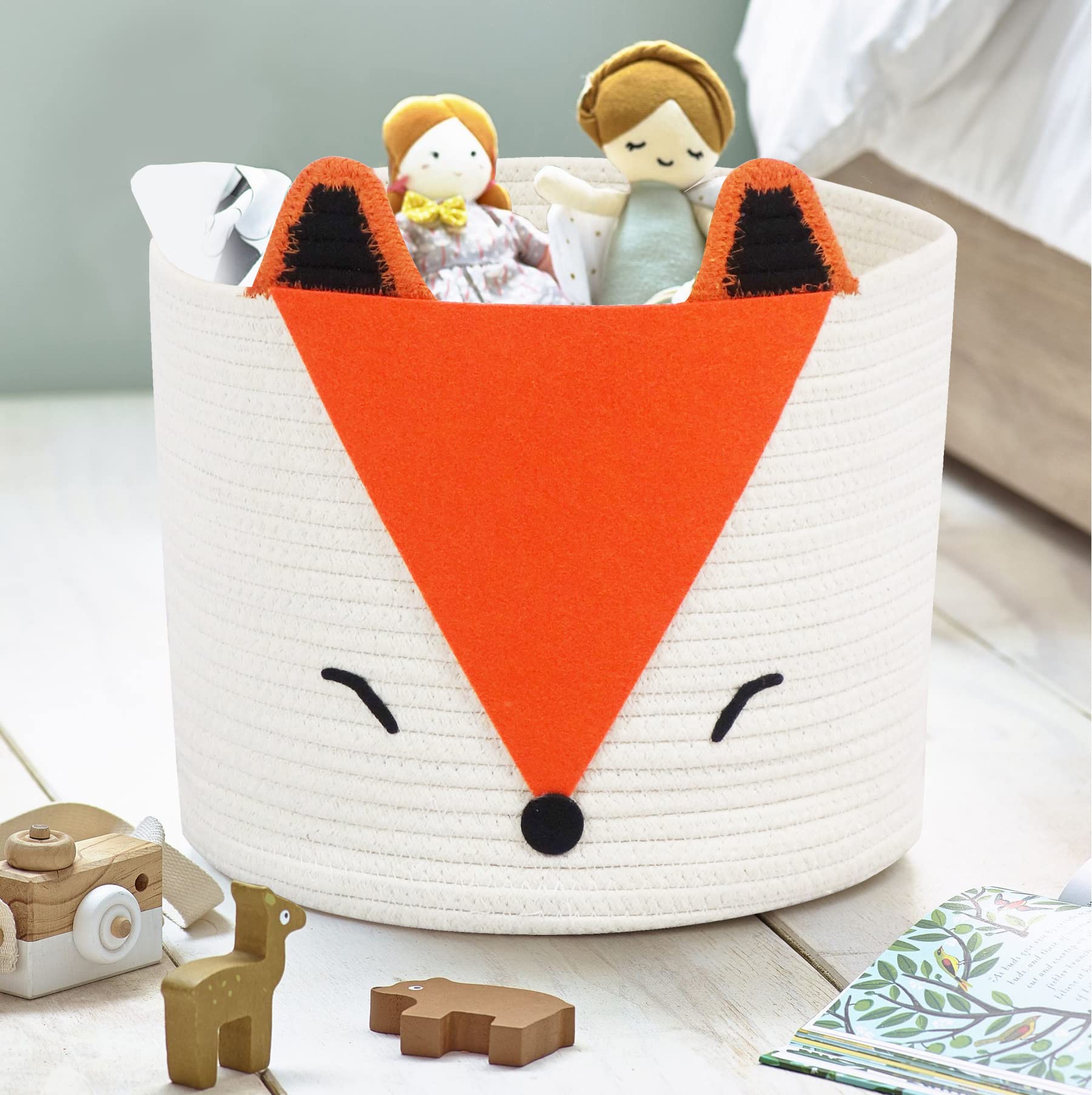 T&T Homewares Orange Fox Storage Basket doubles as a laundry bin for easy sorting.