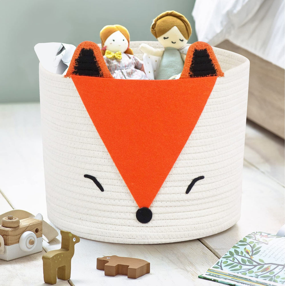T&T Homewares Orange Fox Storage Basket doubles as a laundry bin for easy sorting.