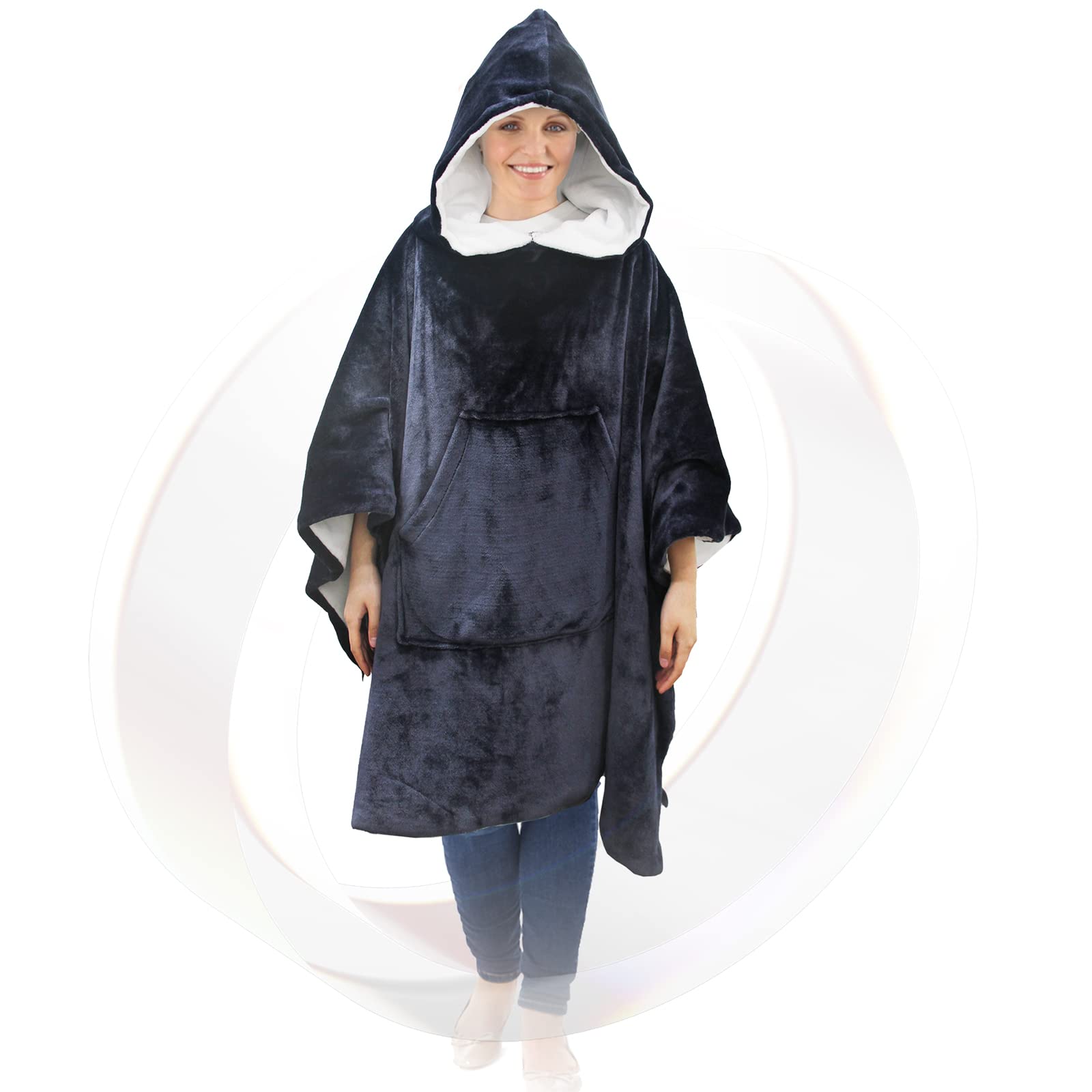 TANG SMALL FISH wearable faraday blanket poncho front view with portable signal shielding