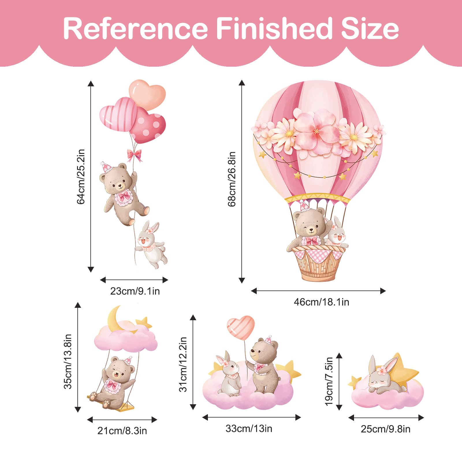 Tanlaby bear and rabbit duo wall art for kids' spaces, easy DIY arrangement.