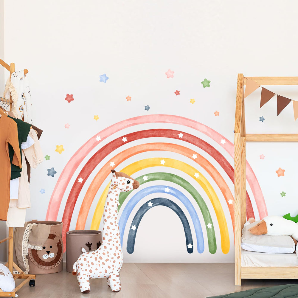Tanlaby large rainbow wall sticker assembly creates a focal wall feature