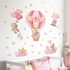 Tanlaby pink hearts and butterflies decal enhances playful ambiance on smooth surfaces.