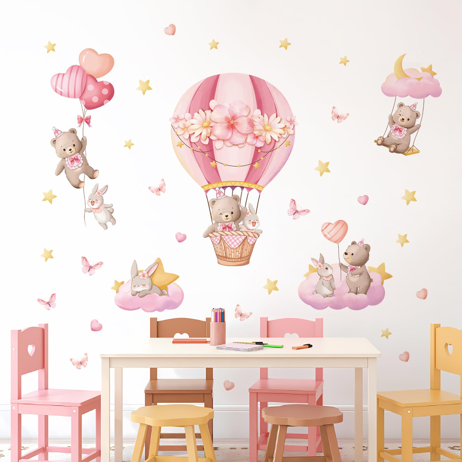 Tanlaby starry pink sky decal adds twinkling accents to kids' rooms.