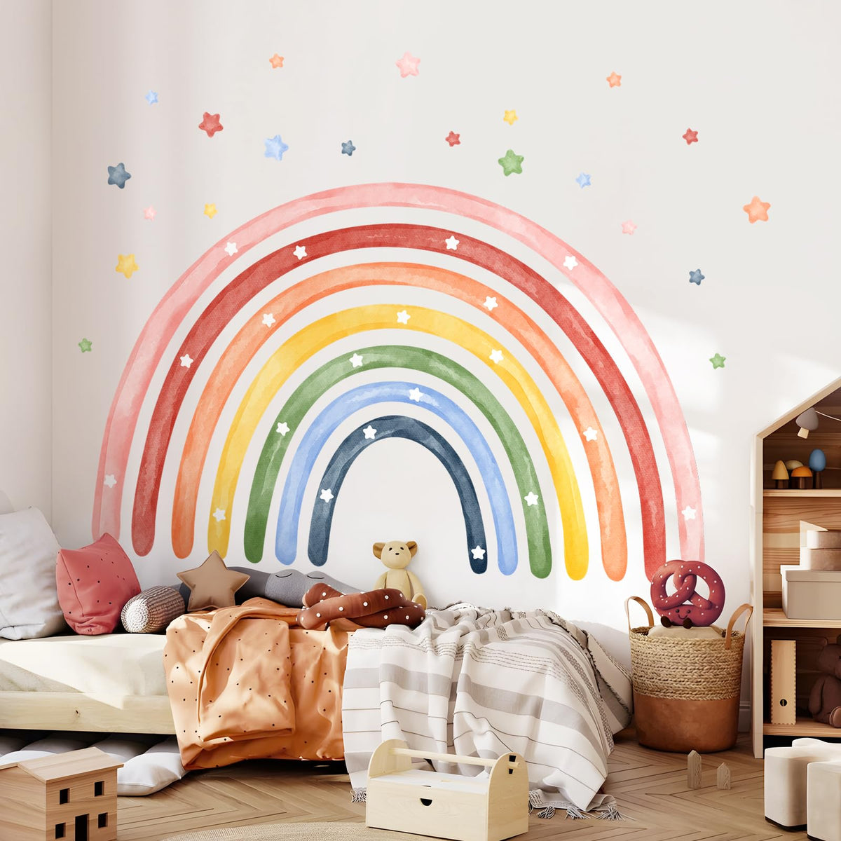 Tanlaby rainbow wall stickers six-sheet set brightens a nursery decor