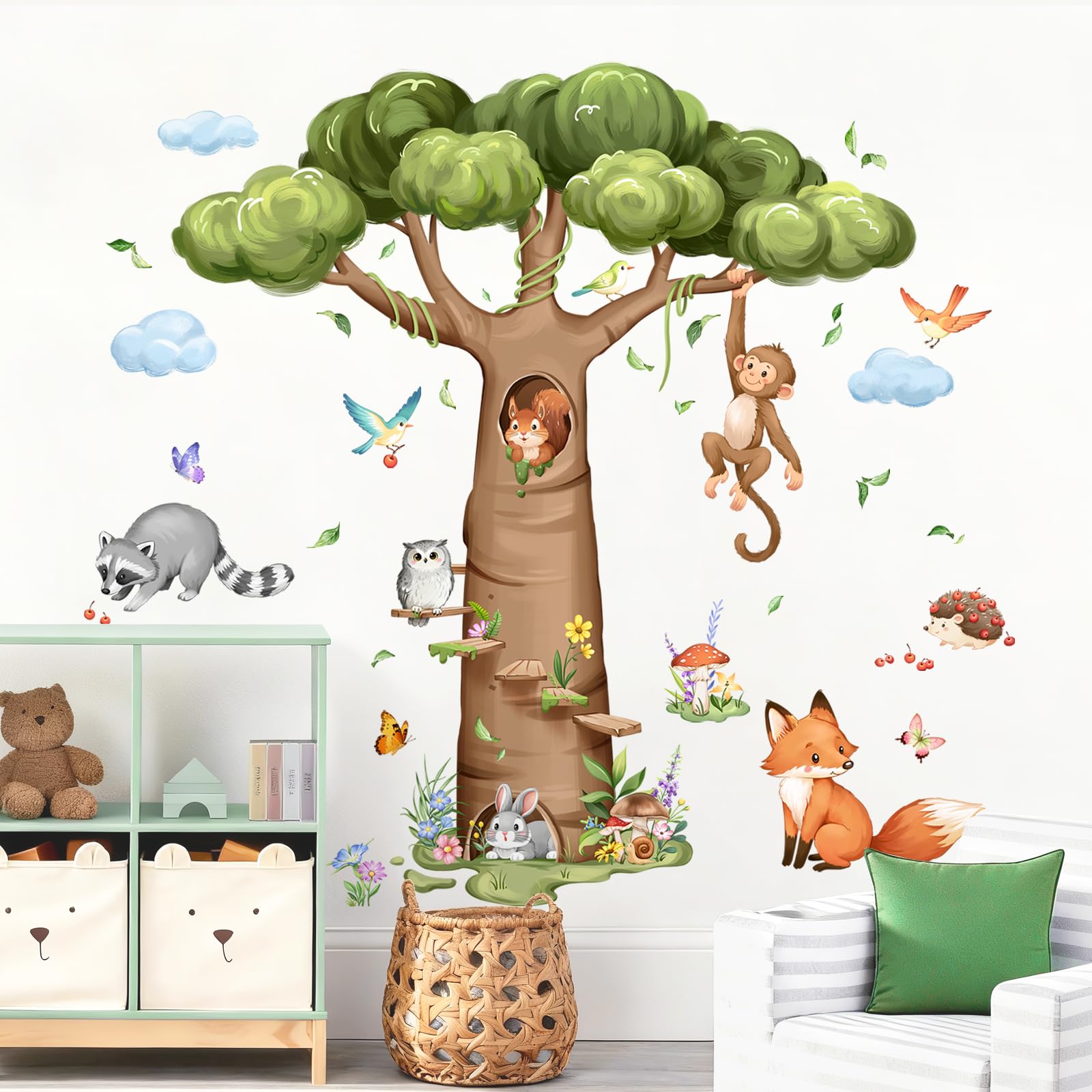 Tanlaby baobab tree wall decal for decorative nursery scene