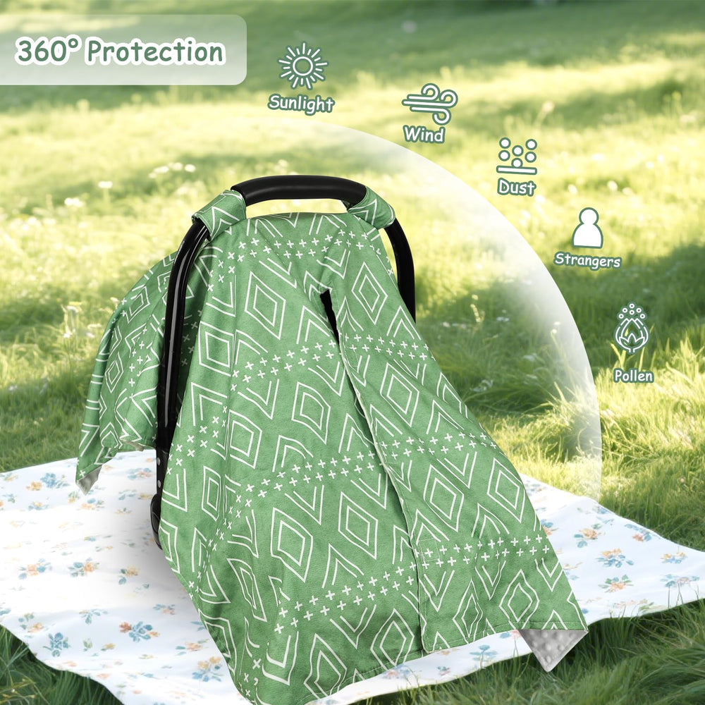 TANOFAR 360° protection canopy shields baby from sun and wind.