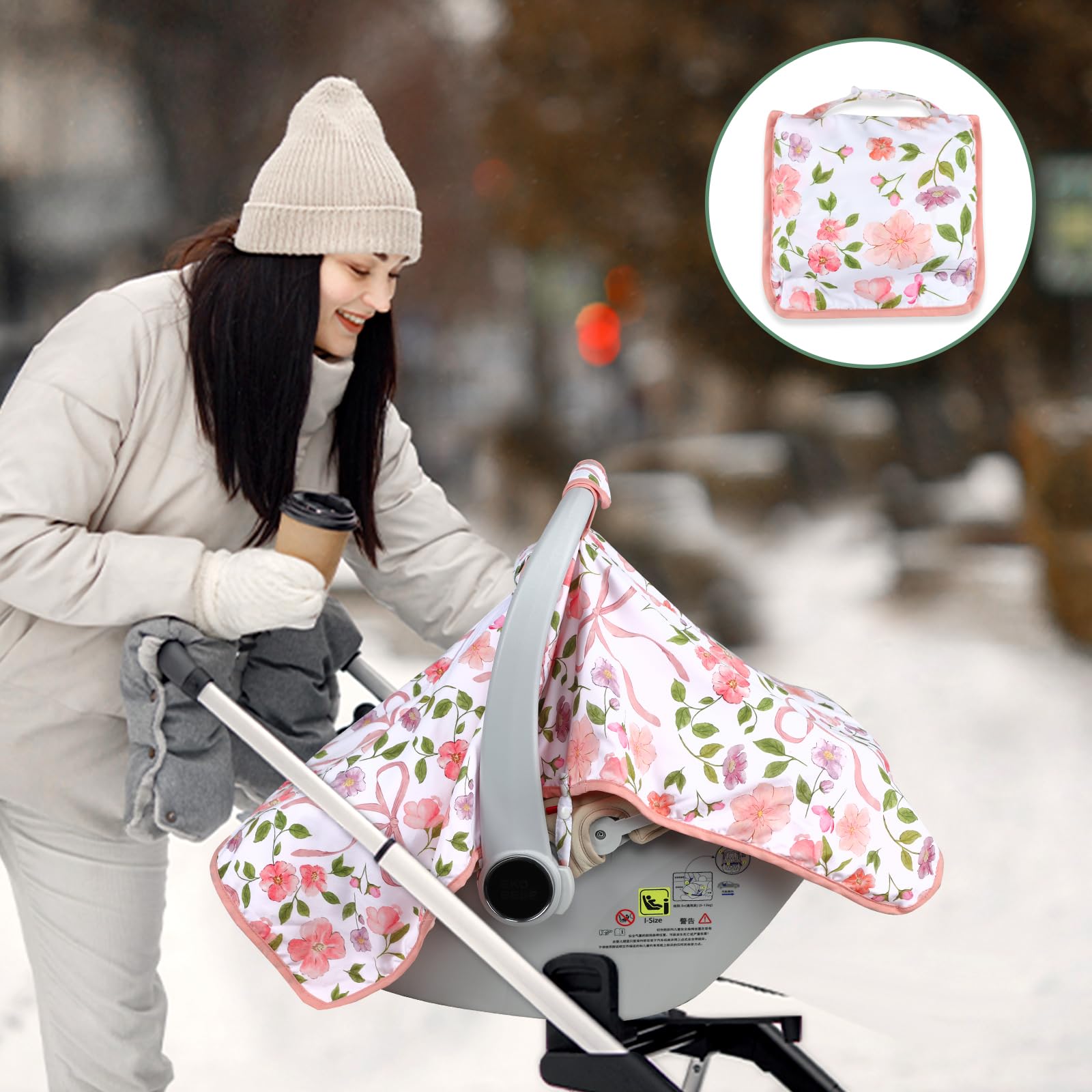 TANOFAR carseat cover with zipper peep window for easy visibility