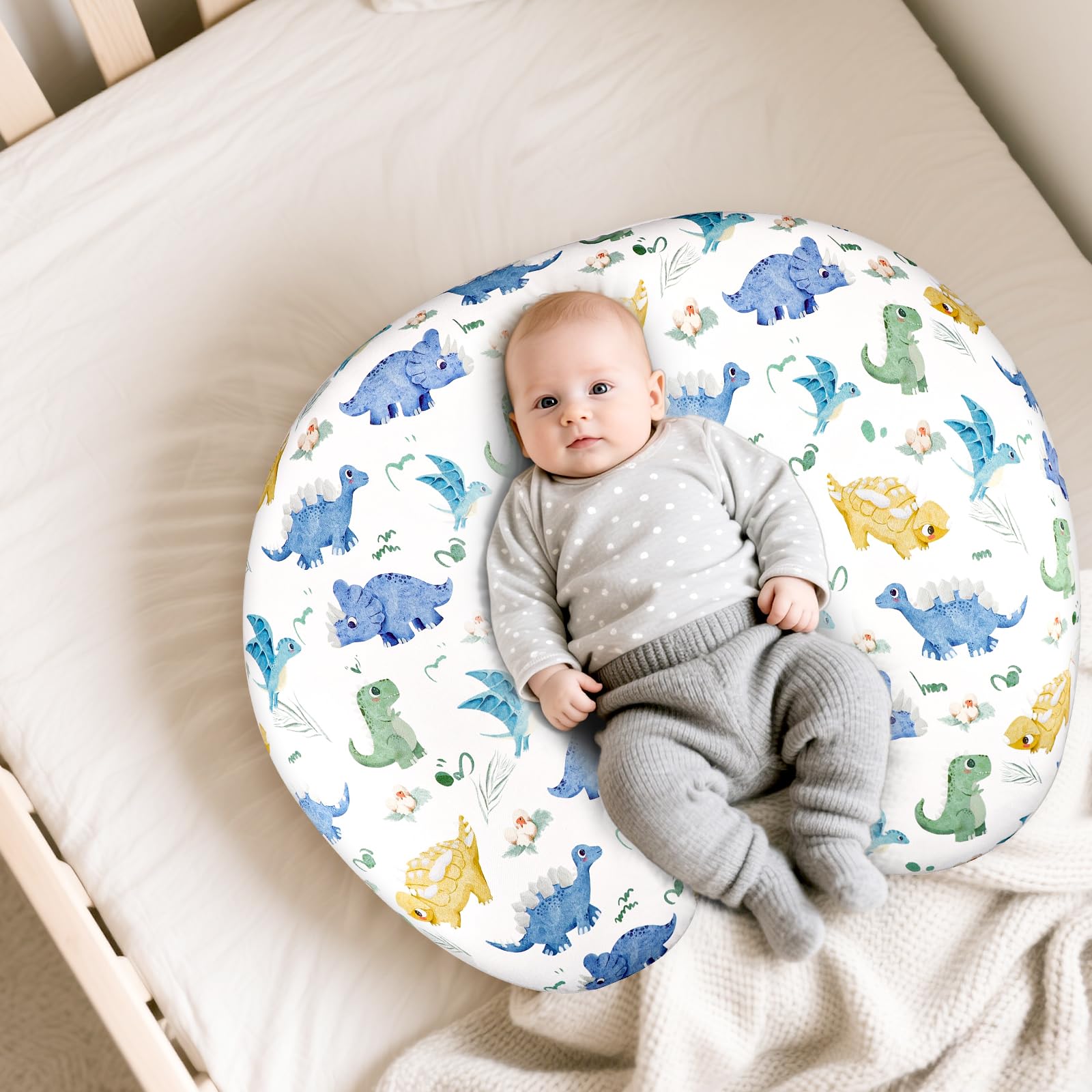 TANOFAR breastfeeding pillow cover fits 26x20 with stretchy, snug hold.