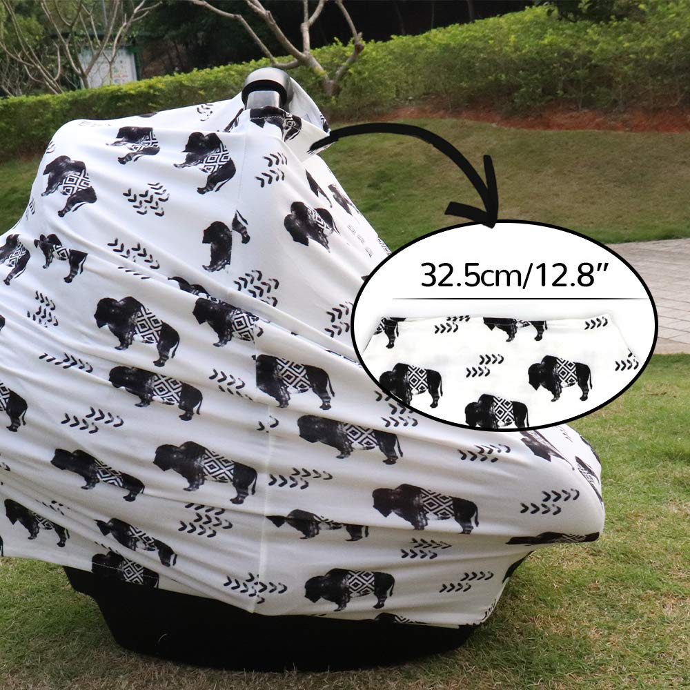 TANOFAR Buffalo stroller cover helps keep the car seat clean in public.