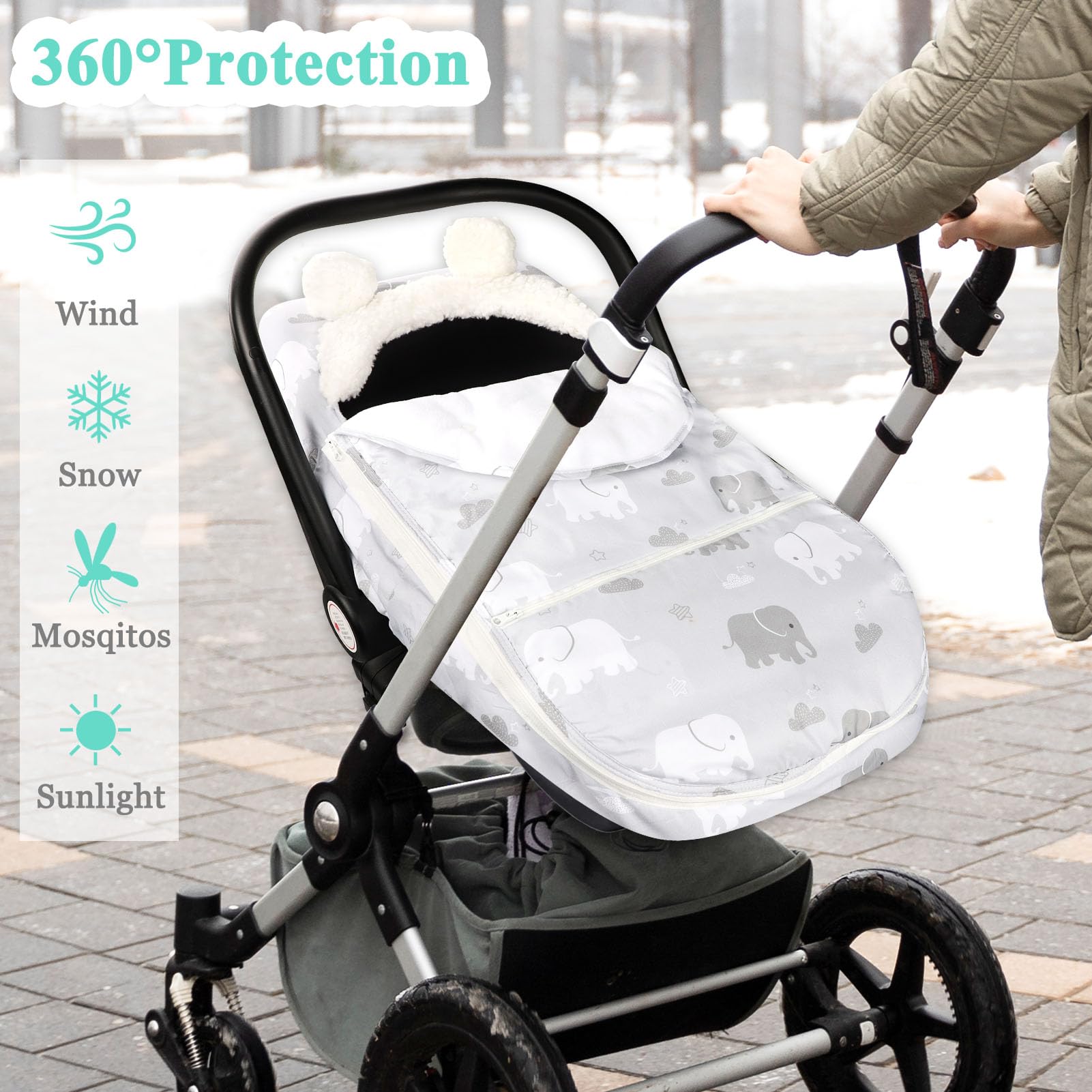Tanofar carseat cover with elastic edge-fit fits most stroller seats