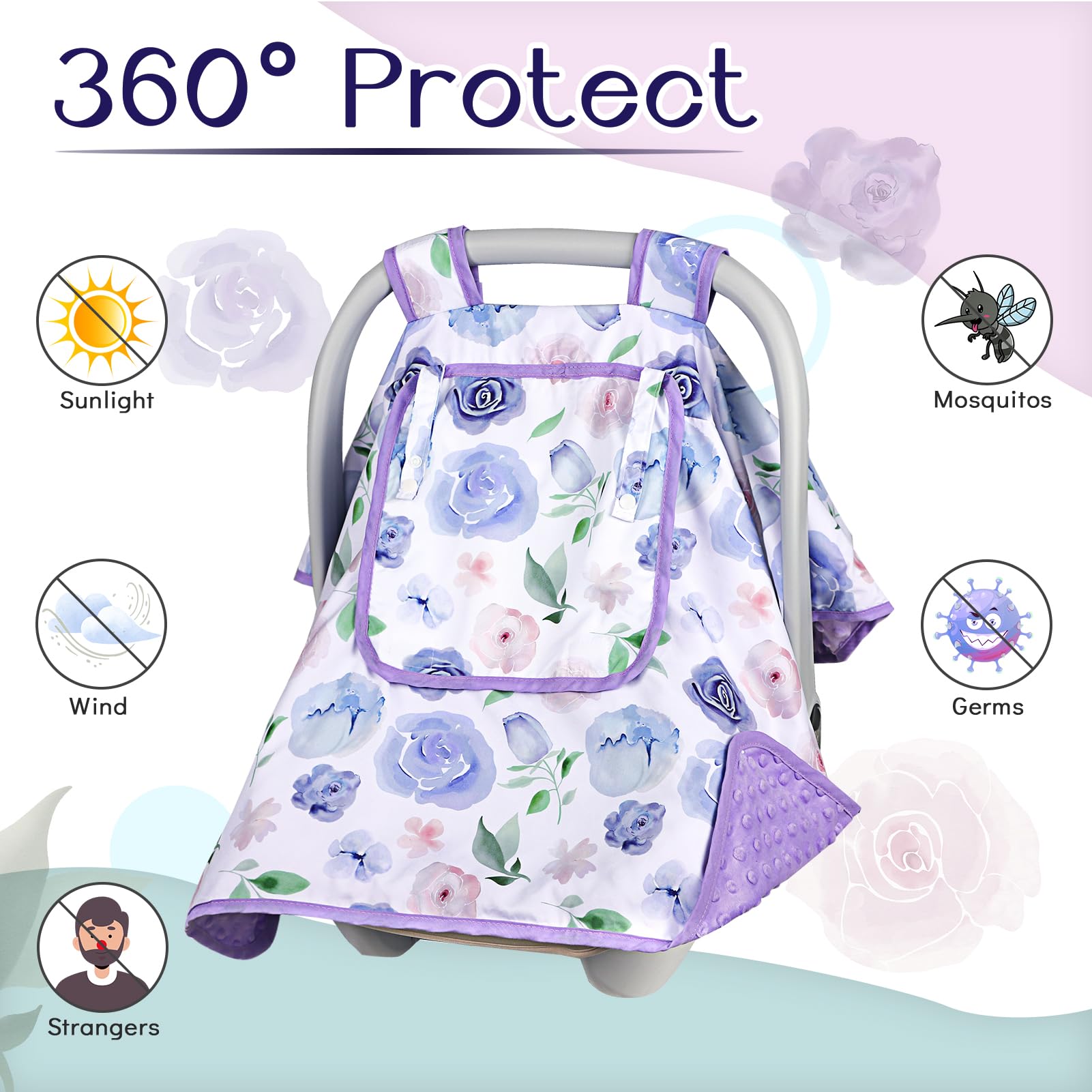 TANOFAR carseat cover with zipper peep window for quick check-ins