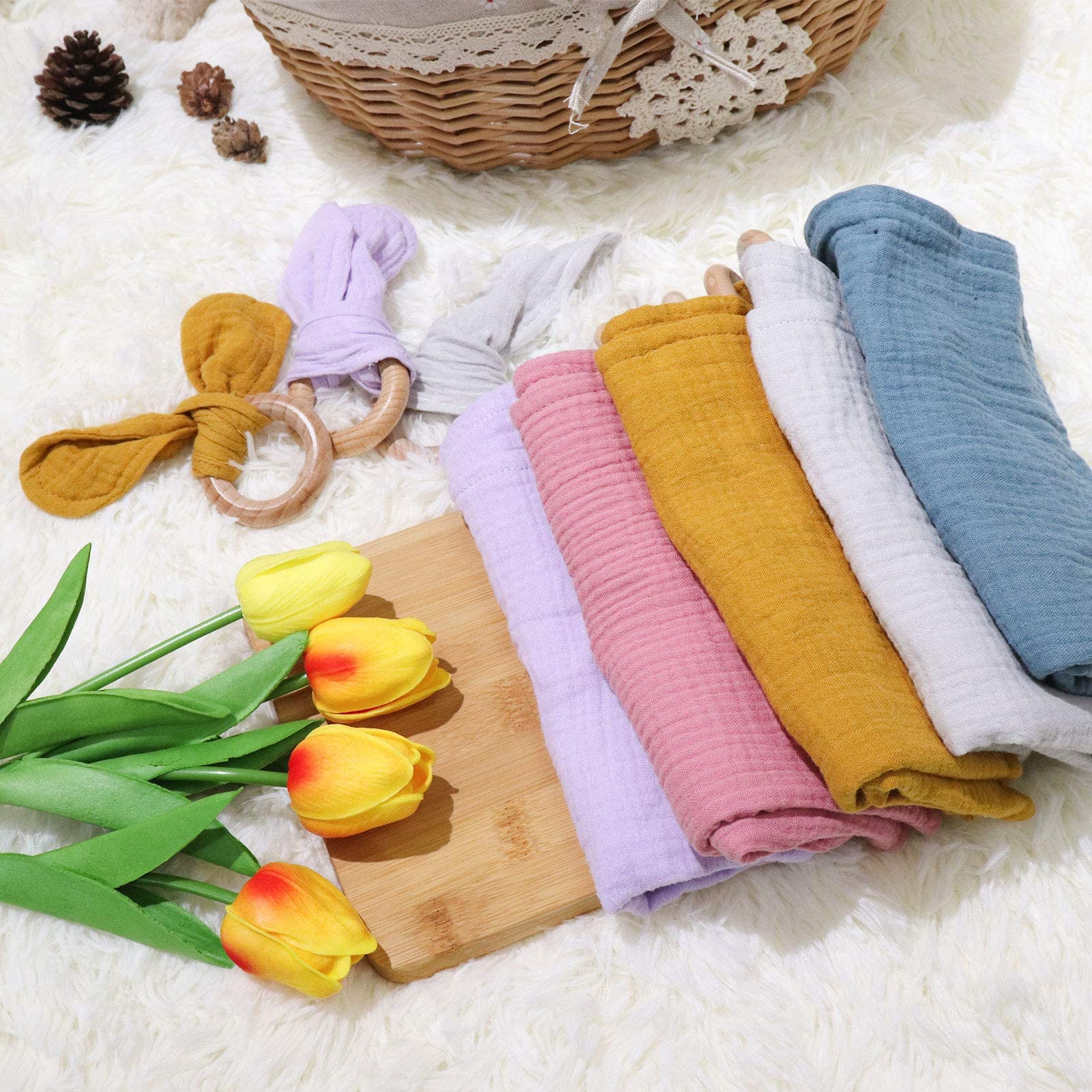 Tanofar double gauze cotton fabric enhances baby softness and breathability.