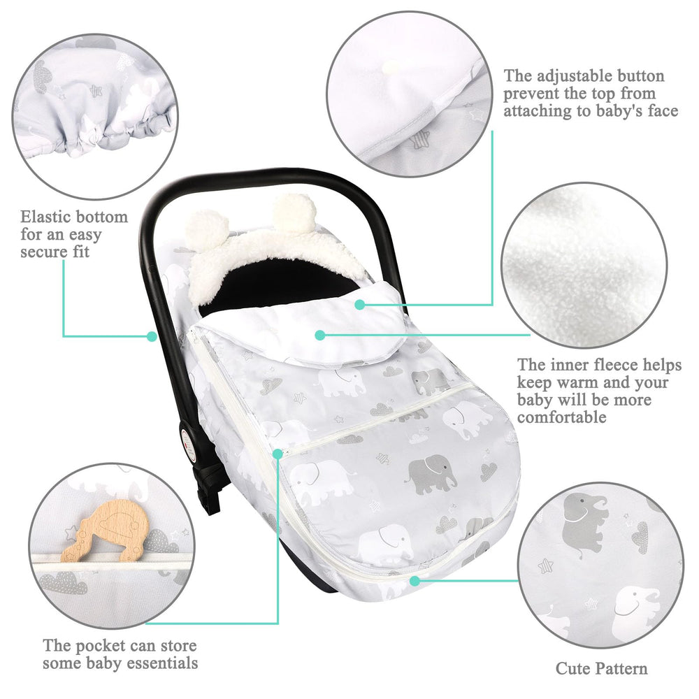 Tanofar elephant carseat cover with soft fleece lining for cozy comfort