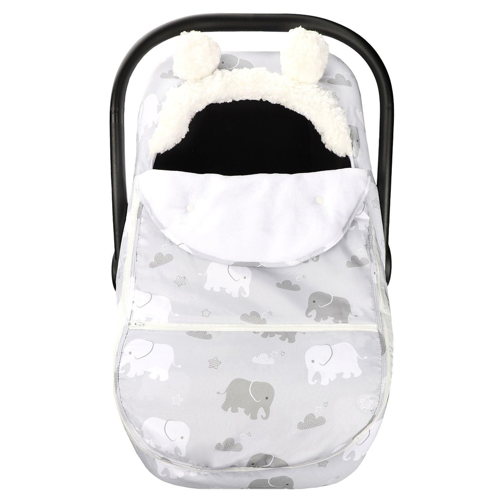 Tanofar elephant carseat cover keeps baby warm during winter walks