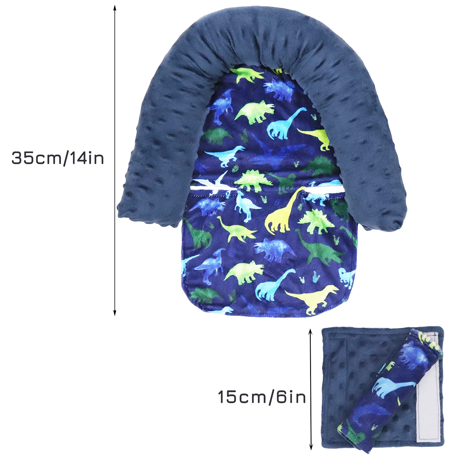 Tanofar Head-Neck Support fits car seats and strollers with standard belts