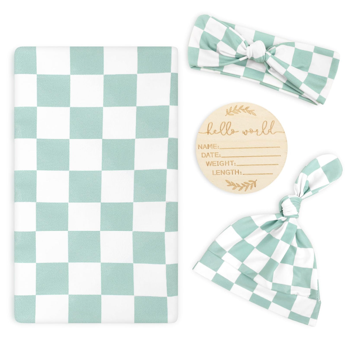 TANOFAR newborn swaddle blanket in green checkerboard for cozy naps