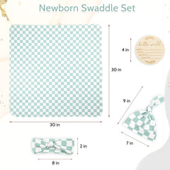 TANOFAR swaddle blanket with bow in checkerboard pattern for photos