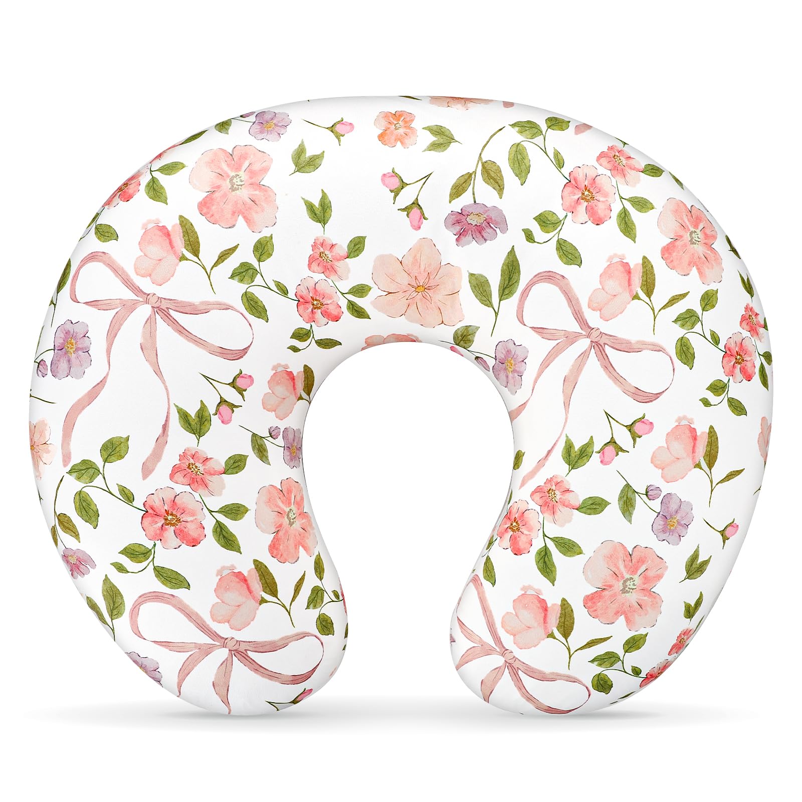 Tanofar nursing pillow cover with pink bow pattern enhances nursery decor and style