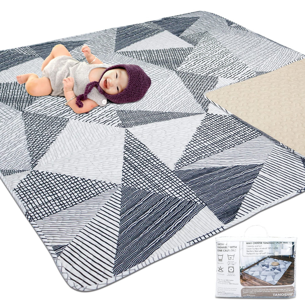 TANOSHII baby play mat folds compactly for easy transport and storage