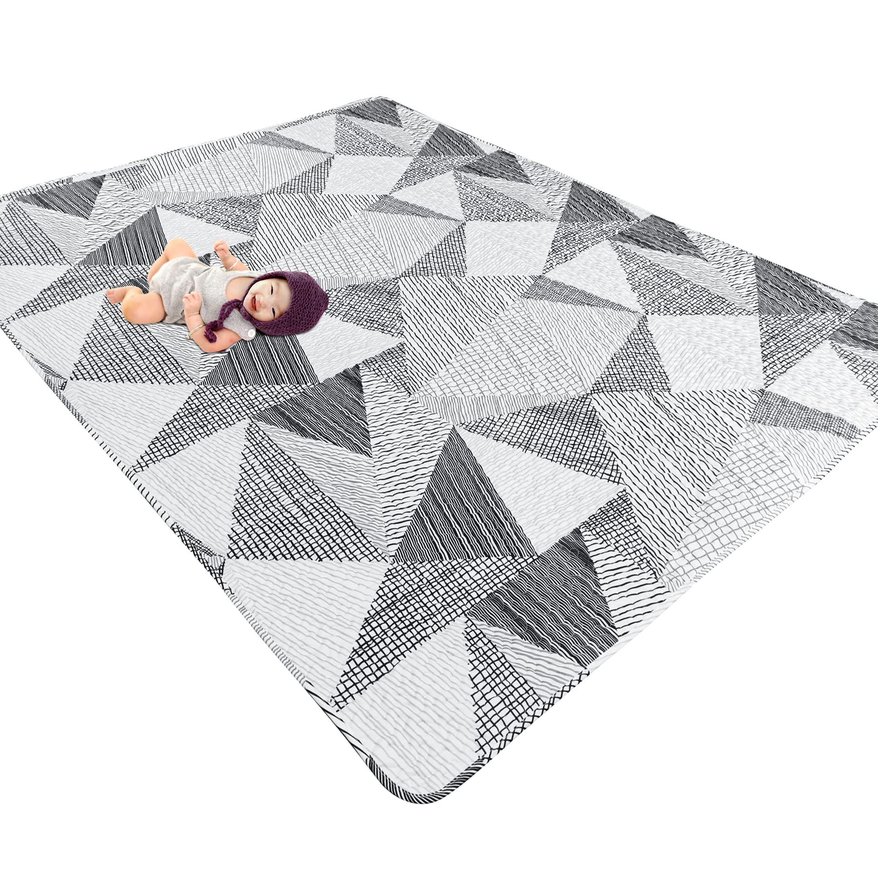 Tanoshii baby play mat inside a 79x59 playpen showing a soft surface for safe play.