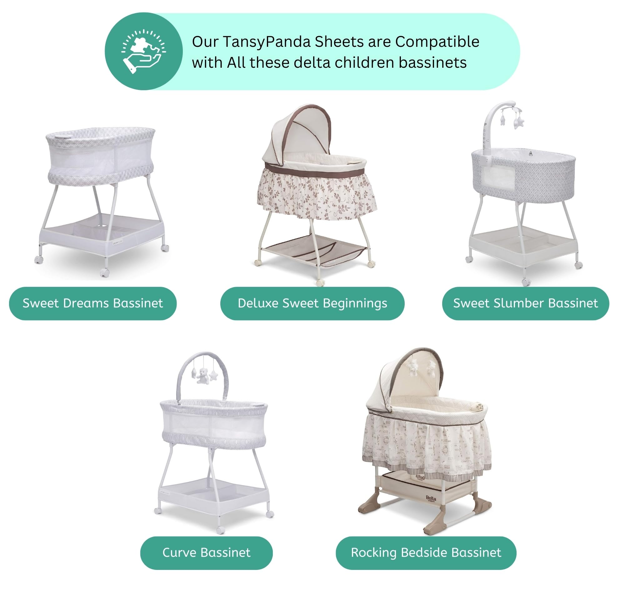 TANSY PANDA 16x30 sheets maintain the perfect size for bassinet use.