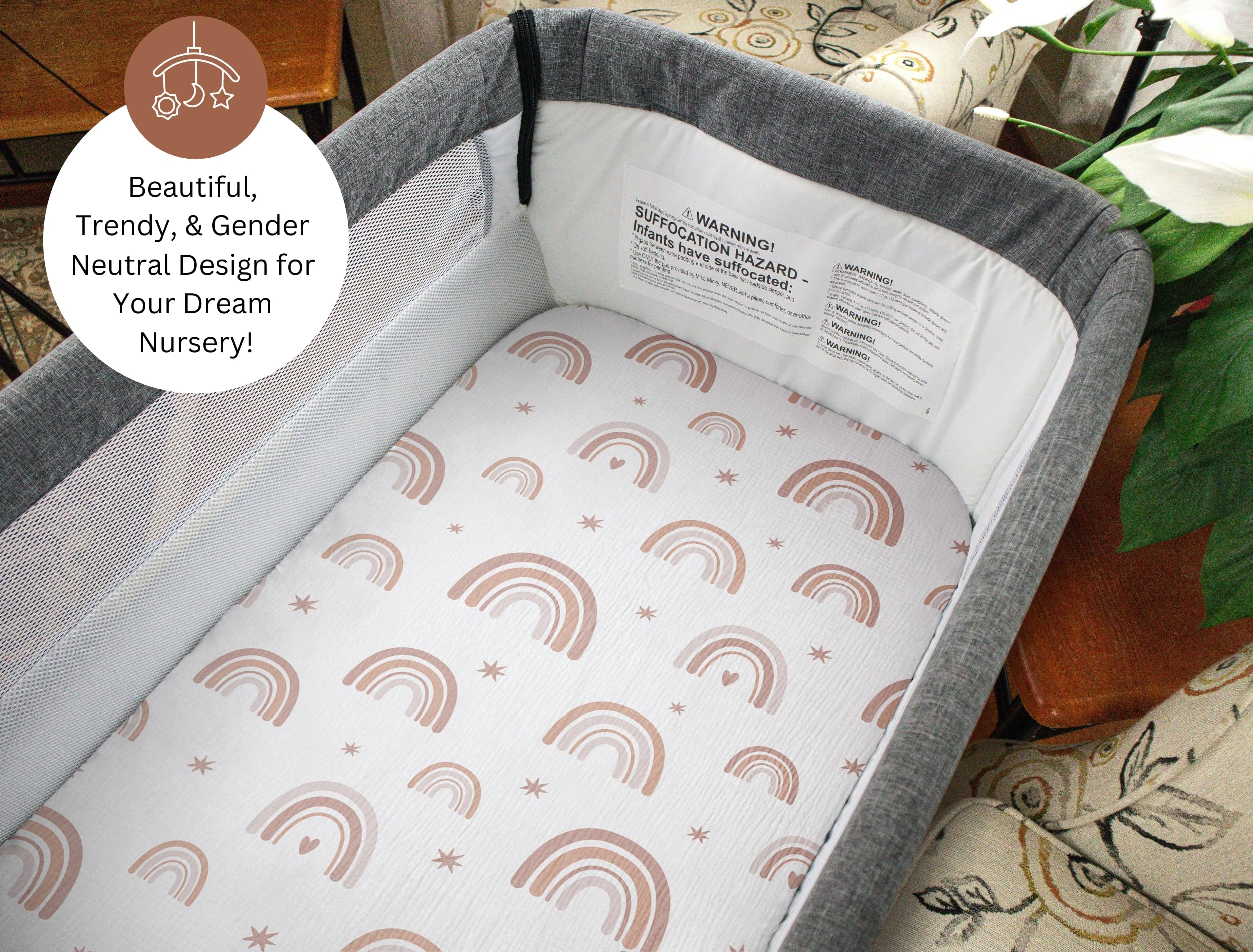 Elastic edge ensures a snug, wrinkle-free fit on Tansy Panda sheets.