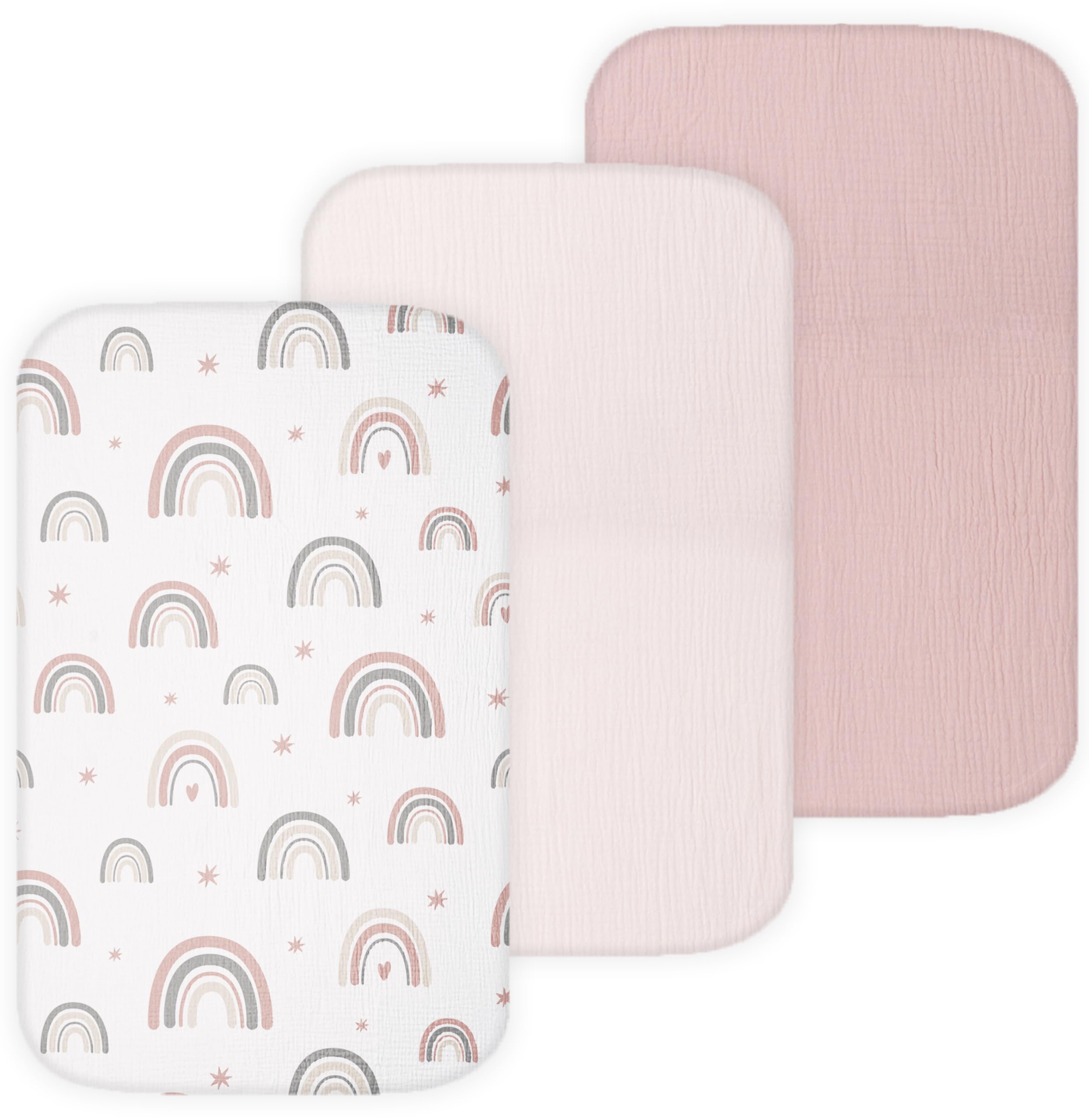 Tansy Panda bassinet sheets in soft pink offer cozy newborn sleep.