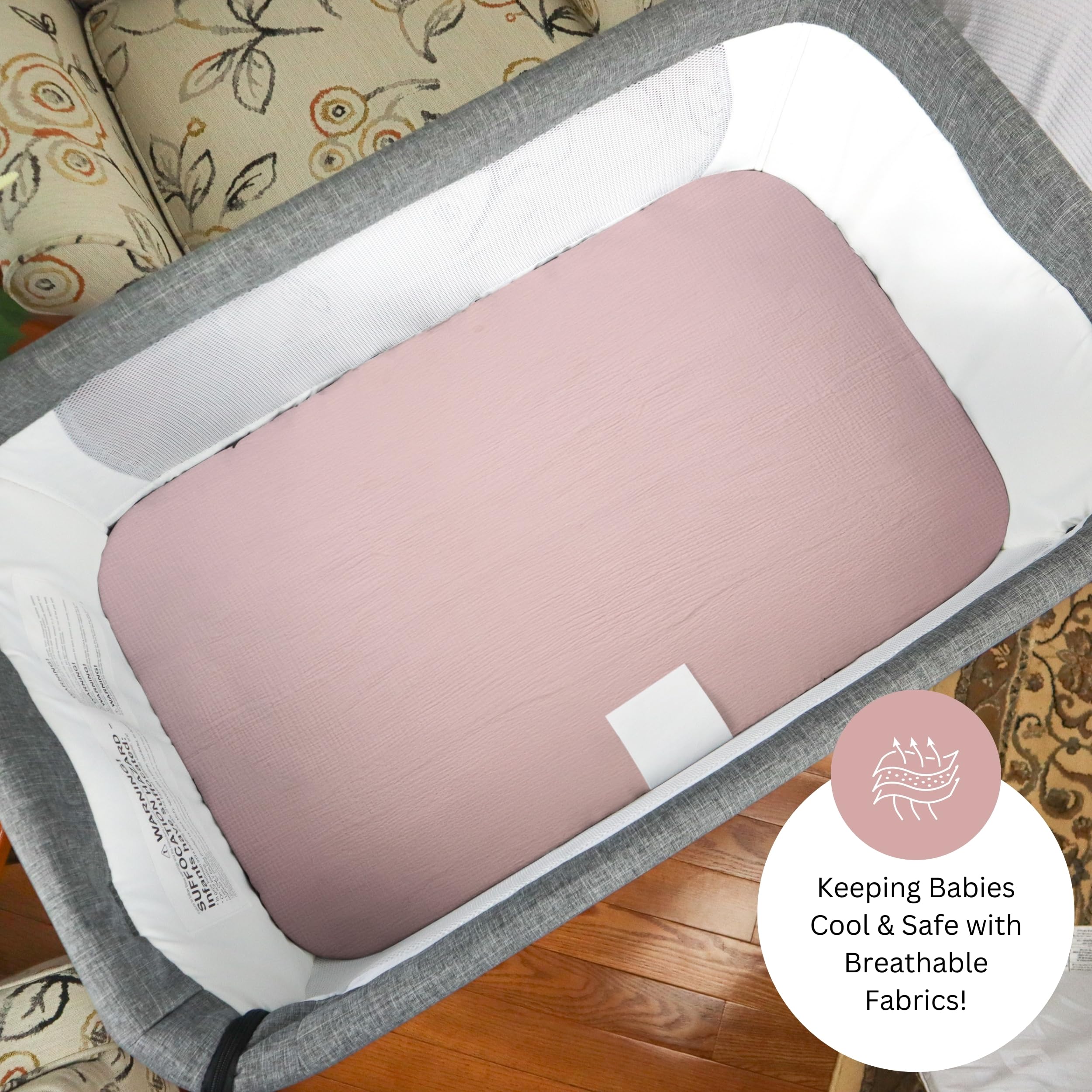 Tansy Panda 33x20 inch fitted bassinet sheet ensures snug compatibility.