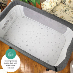 TansyPanda elastic edge ensures wrinkle-free, snug bassinet fit.