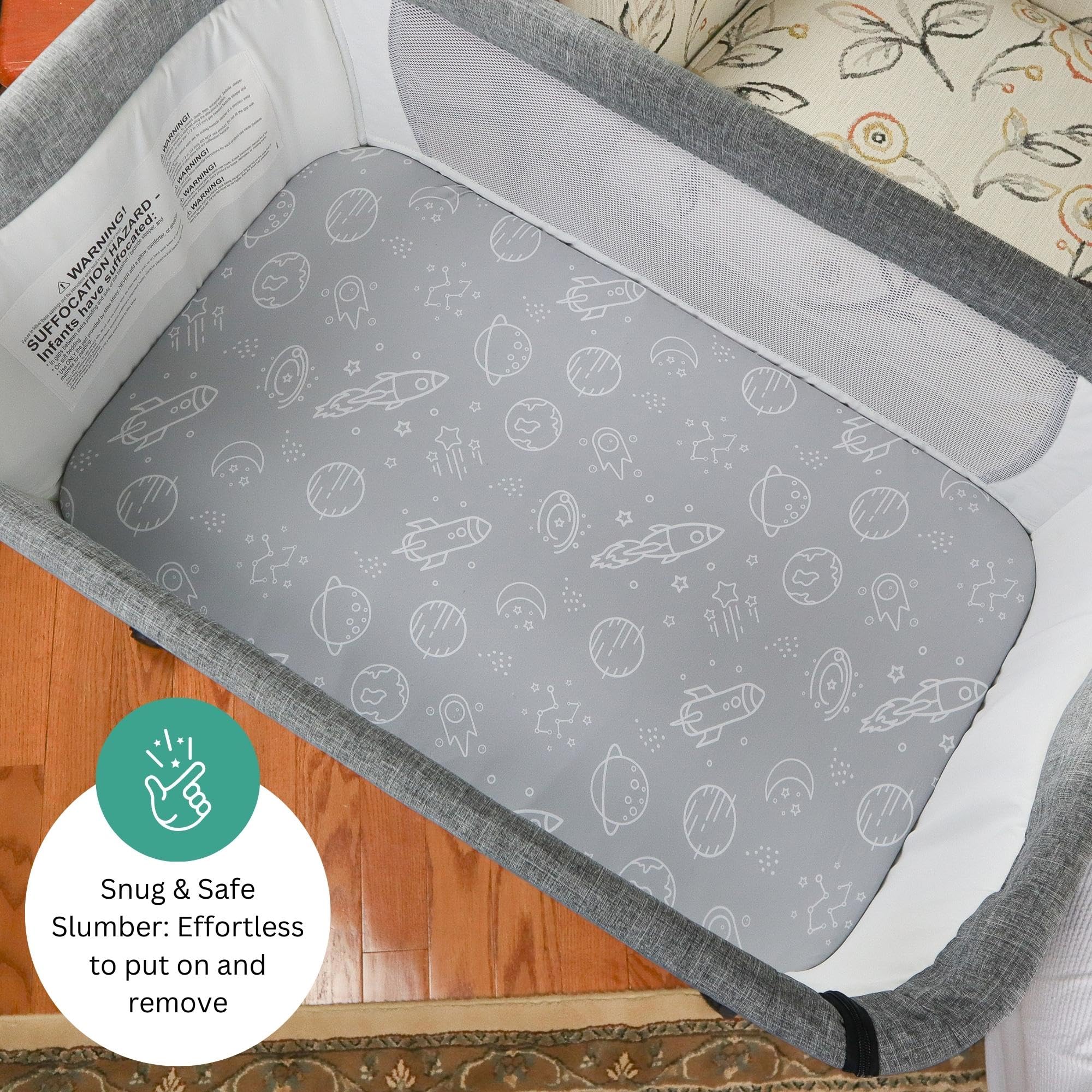 Tansy Panda Larex-compatible sheet delivers breathable comfort and snug hold.