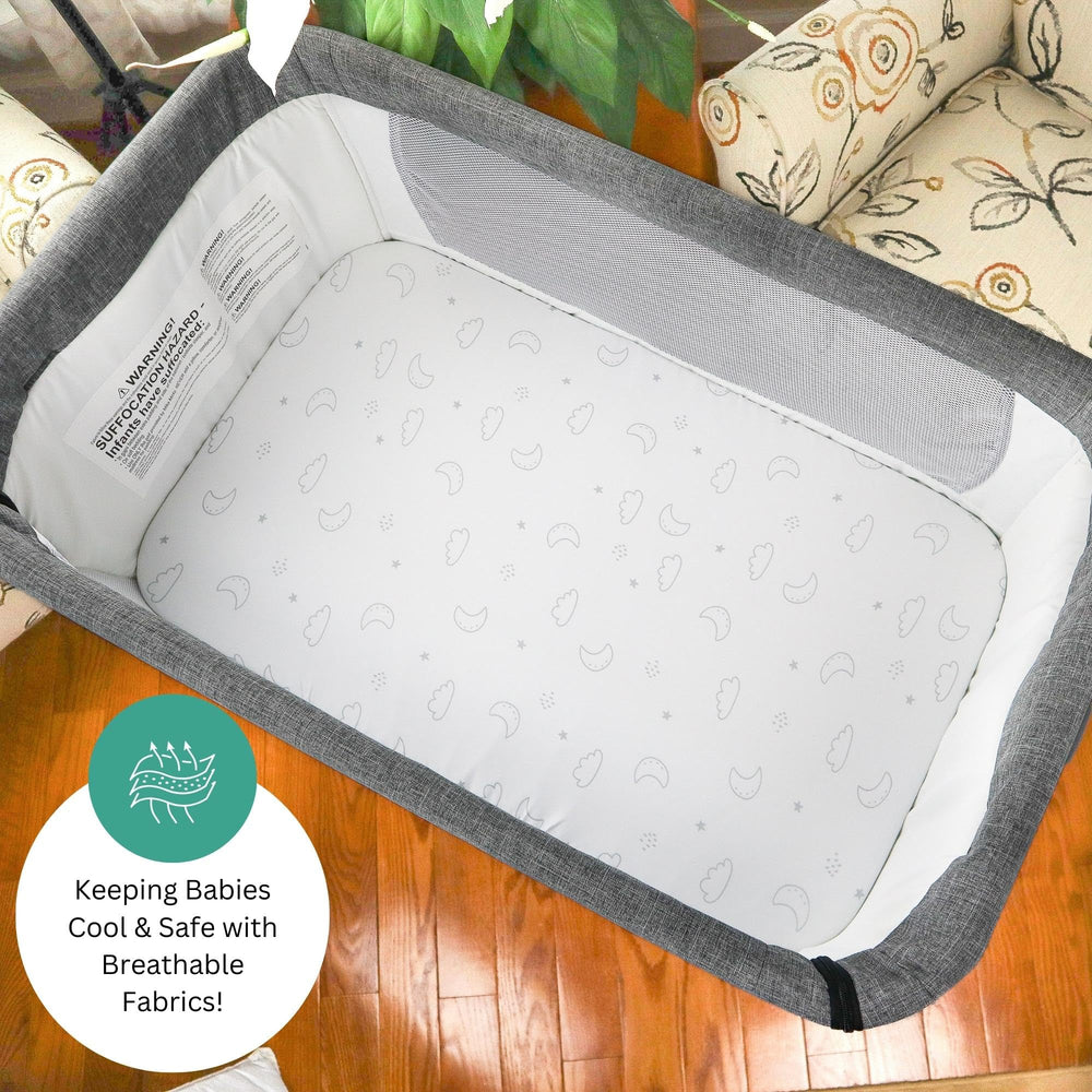 Three-pack Tansy Panda bassinet sheets are machine washable for busy parents.