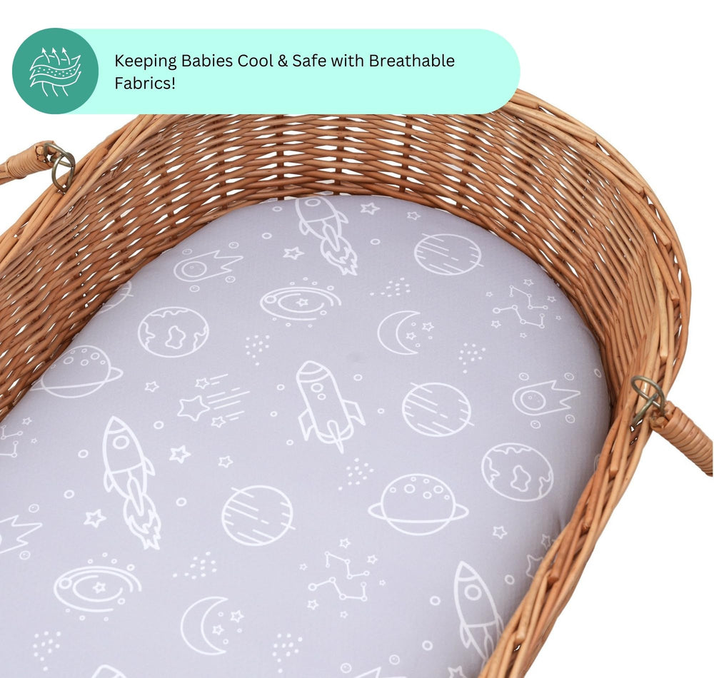 Tansy Panda bassinet sheets come in a three-pack for easy backups.