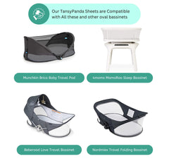 Tansy Panda bassinet sheets show ultra-soft breathable fabric for baby comfort.