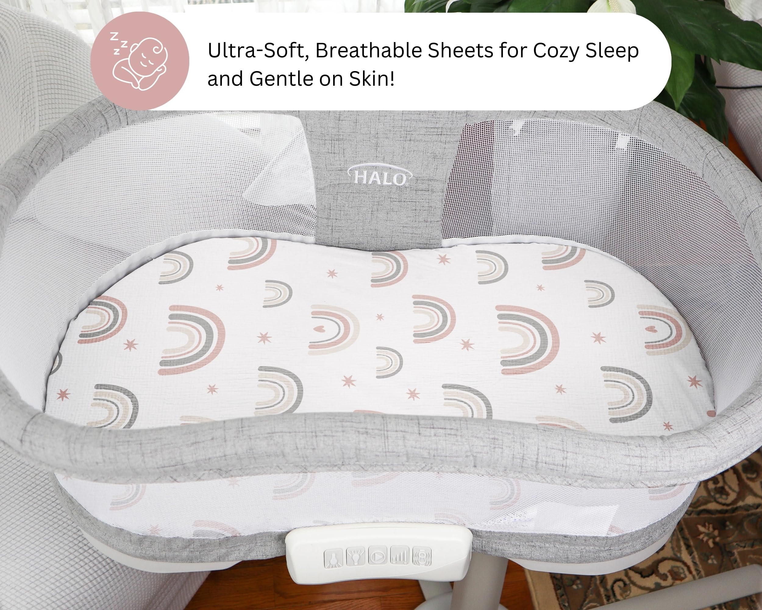 Dye-free fabric keeps sheets gentle for delicate skin.