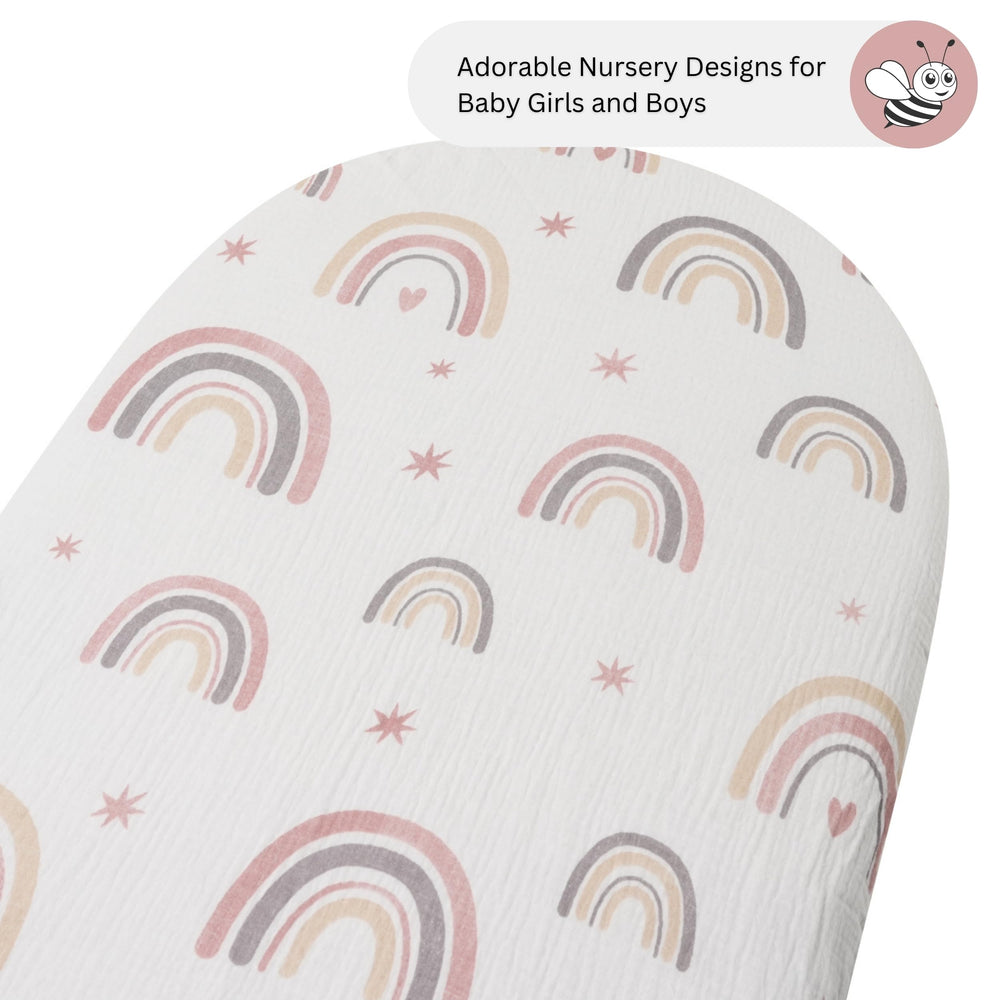 Tansy Panda bassinet sheets maintain warmth and dryness for baby.