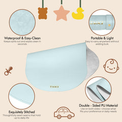TAOCI changing pad in light blue adds style and hygiene.