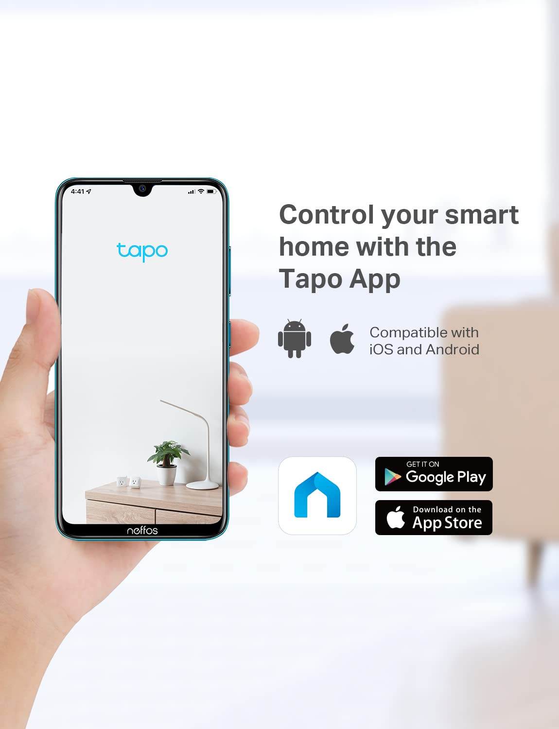 Tapo C100 works with Alexa and Google Home for hands-free viewing.
