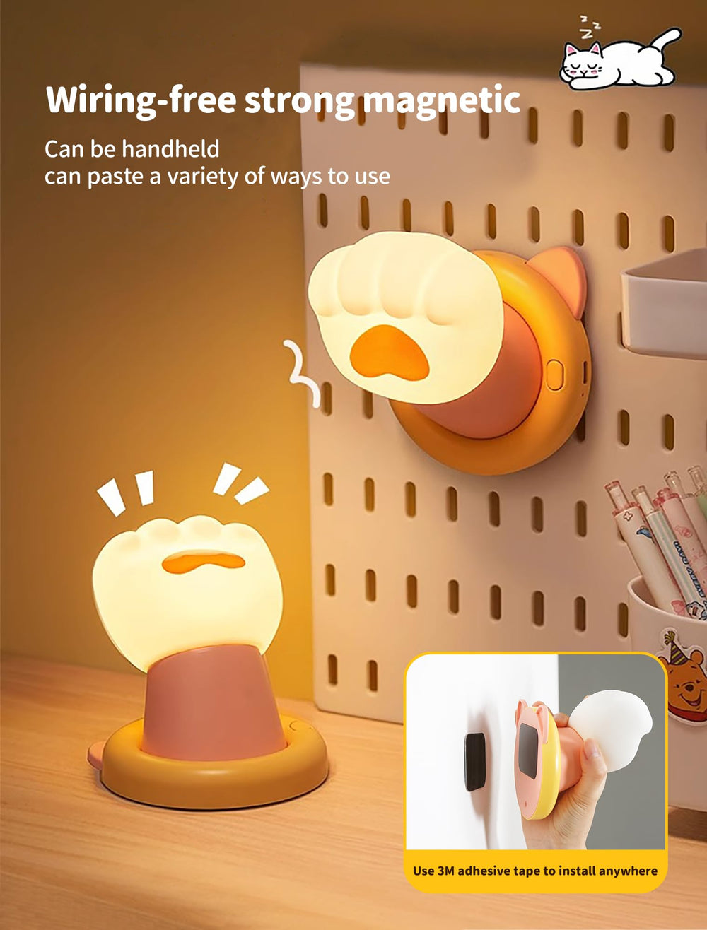 Tarinks Magnetic Wall Light attached to a wall for flexible placement
