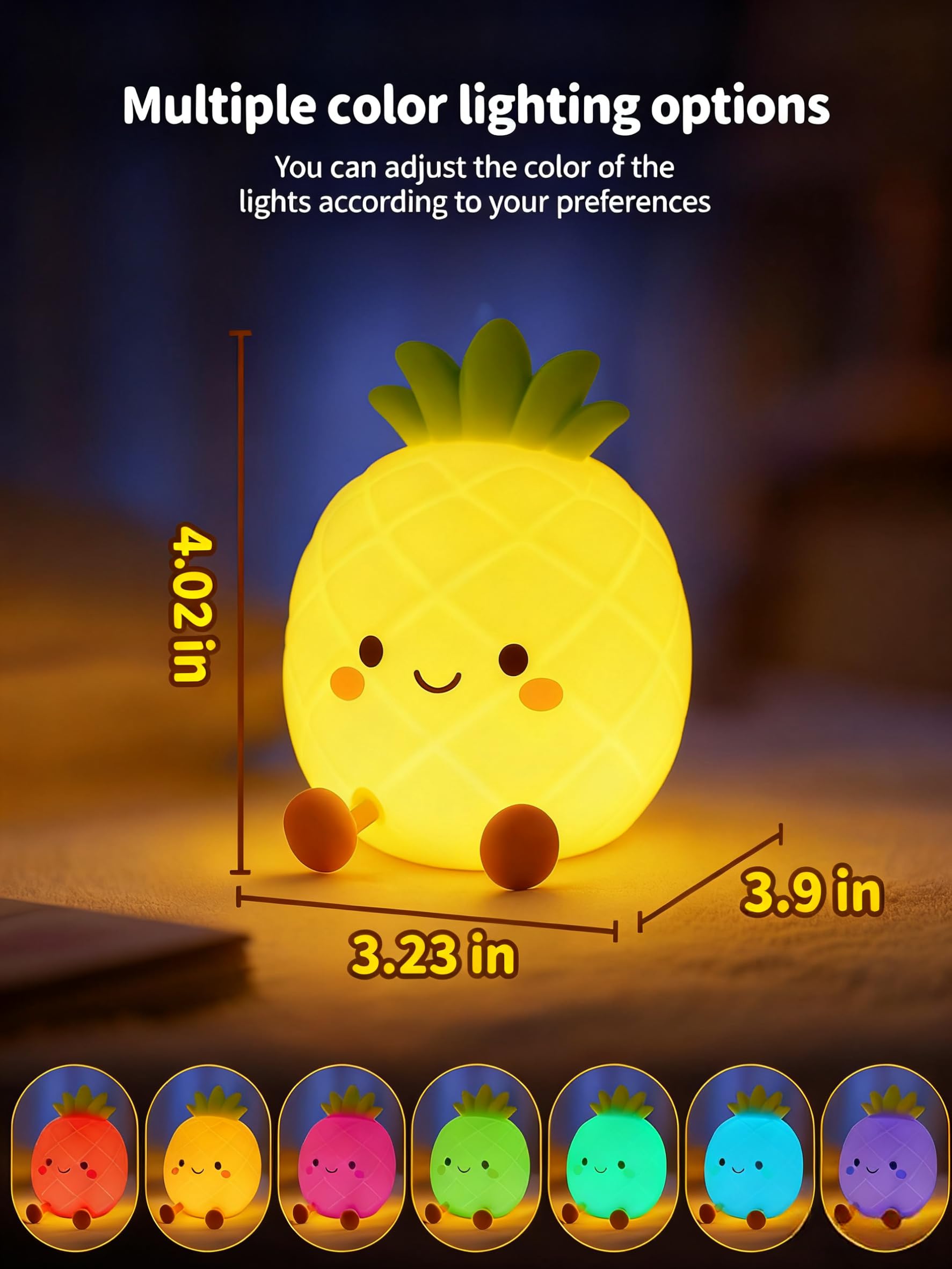 Tarinks Pineapple Night Light with green leaf creates soft ambience