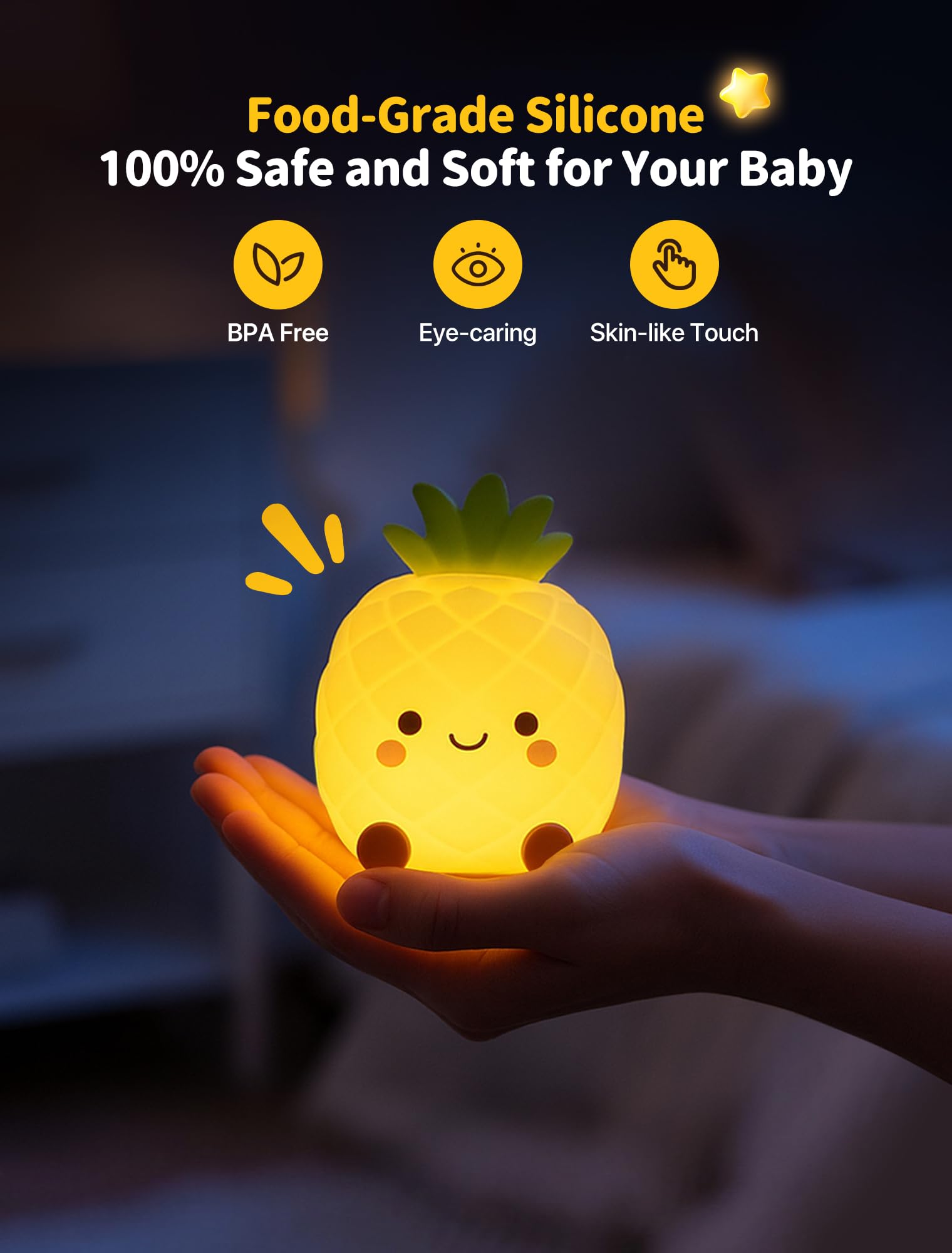 Tarinks Silicone night light is soft to touch and safe