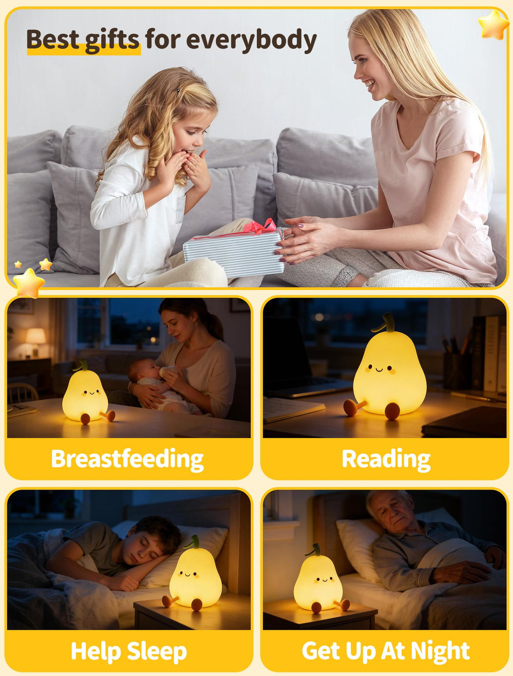 Tarinks seven-color night light with tap and switchable moods.