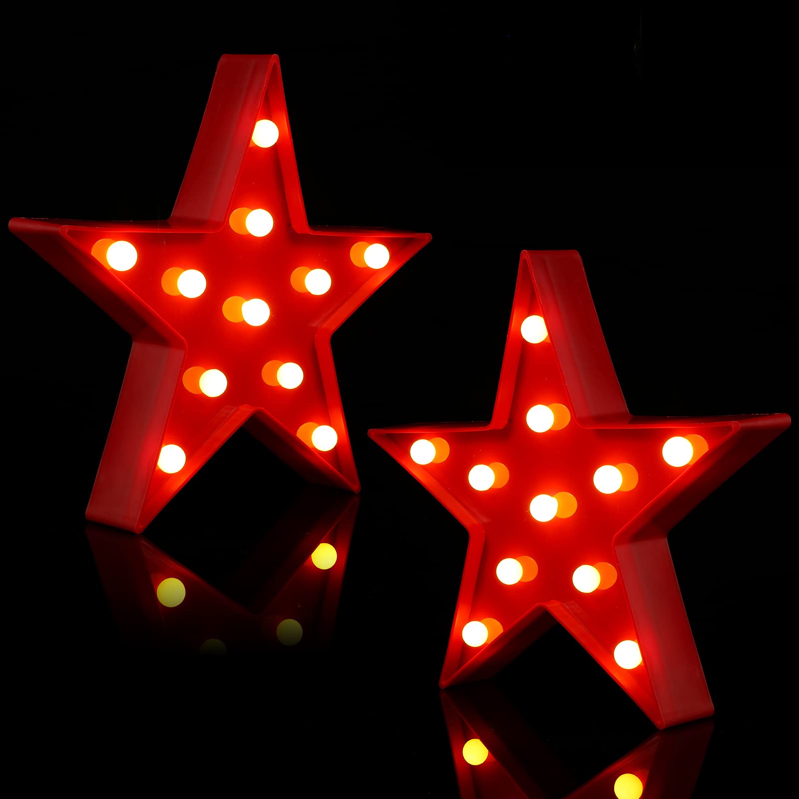 Tarpop star night light marquee in red adds cozy atmosphere for movie nights.