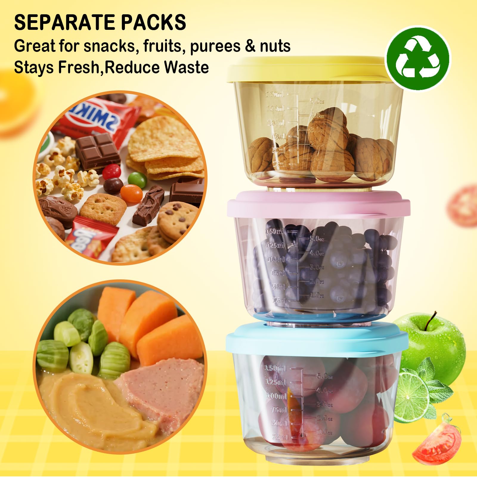 Tasttin 5 oz container shows clear dual-scale markings for precise portions.